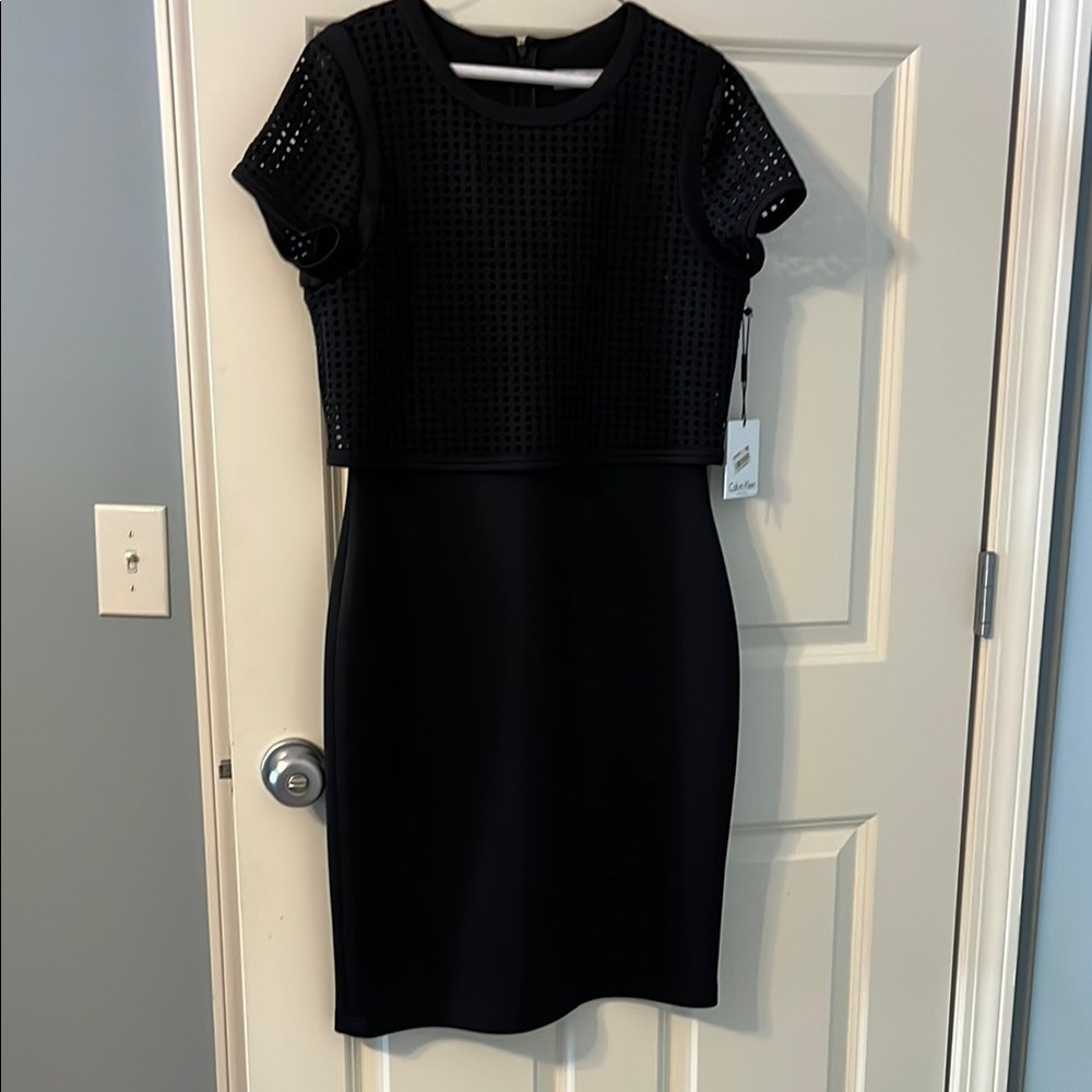 Calvin Klein Black Puff Sleeve Sheath Mini Dress